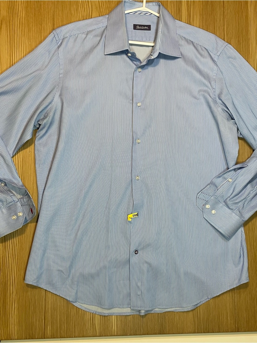 Robert Graham Light Blue White Striped Dress Shirt Mens XL Flip Cuffs